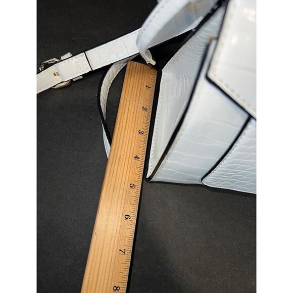 Lulu white jacee triple handle flap shoulder bag crossbody purse croc NWT - Picture 7 of 12